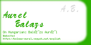 aurel balazs business card